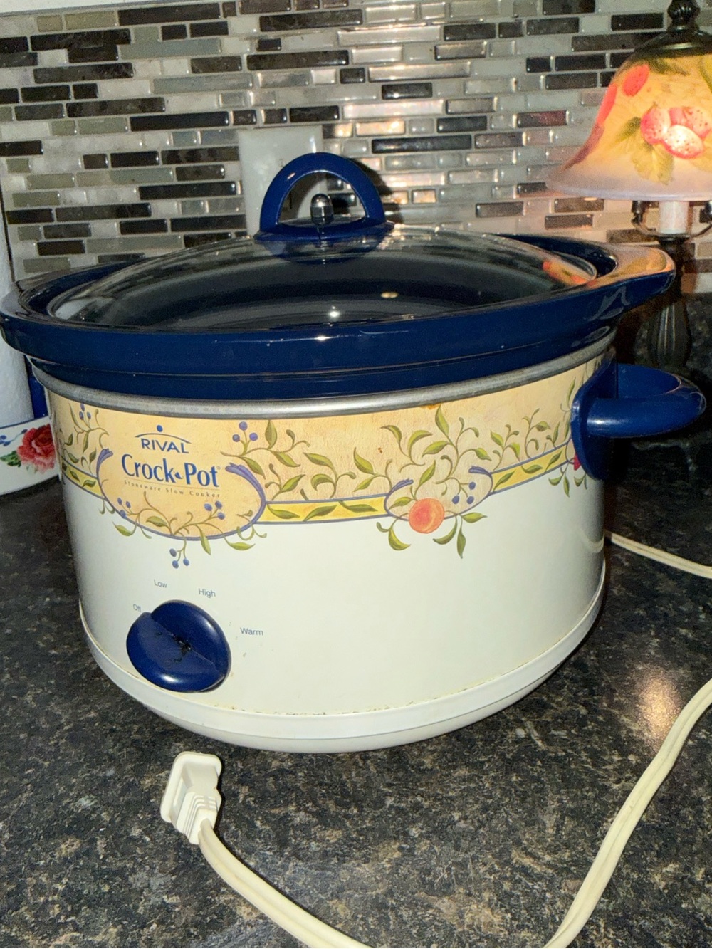 Vintage Rival SlowCooker CrockPot Summer Fruit Pattern 5 Qt Discontinued No.3355